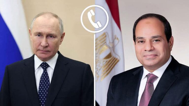 الرئيس السيسي يتلقى اتصالًا هاتفيًا من رئيس روسيا الاتحادية